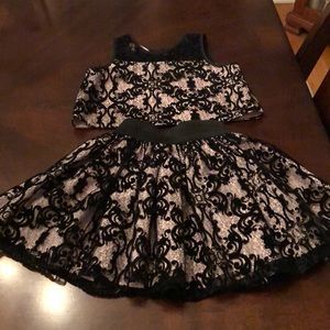 Black and beige 2 piece set dress